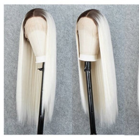 Ombre Platinum Blonde Lace Front Wig - Picture 3 of 5